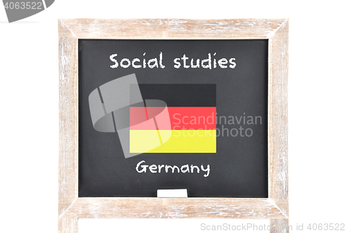 Image of Social studies with flag on board