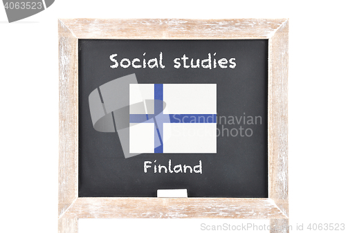 Image of Social studies with flag on board