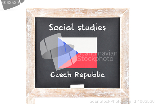 Image of Social studies with flag on board