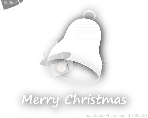 Image of Merry Christmas with bell on white