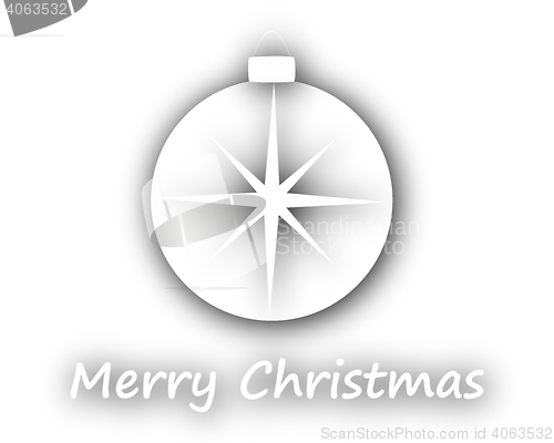 Image of Merry Christmas with ball on white