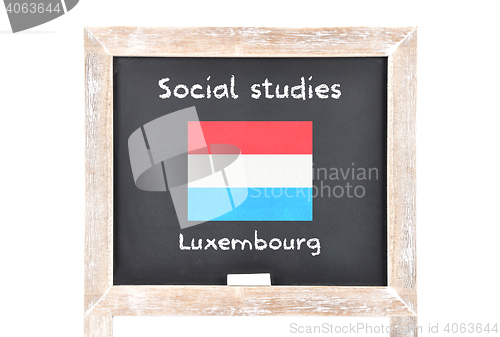 Image of Social studies with flag on board