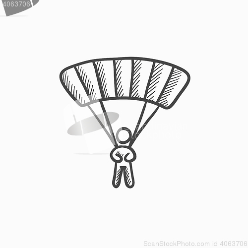 Image of Skydiving sketch icon.