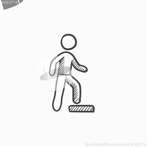 Image of Man doing step exercise sketch icon.