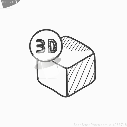 Image of Three D box sketch icon.
