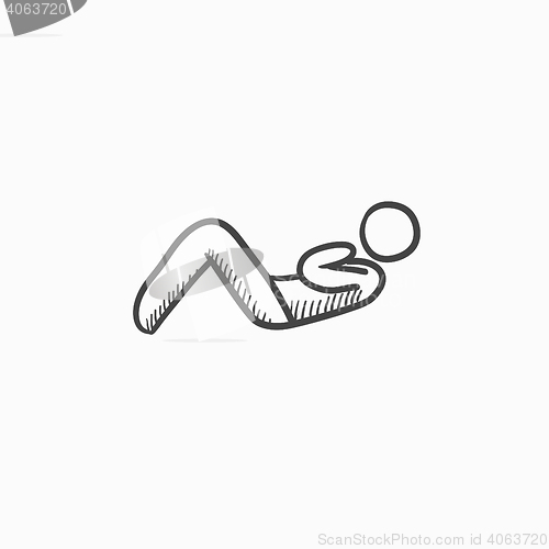 Image of Man doing abdominal crunches sketch icon.