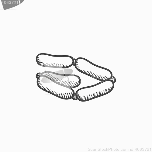 Image of Chain of sausages sketch icon.