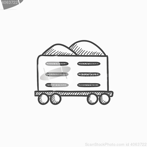 Image of Cargo wagon sketch icon.