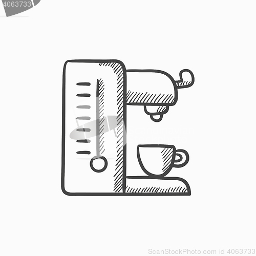 Image of Coffee maker sketch icon.