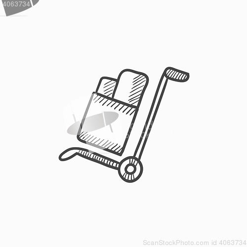 Image of Shopping handling trolley sketch icon.