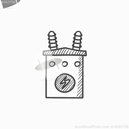 Image of High voltage transformer sketch icon.