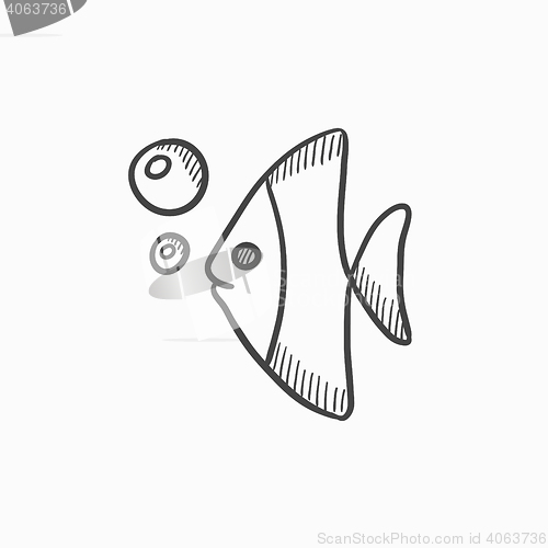 Image of Fish under water sketch icon.