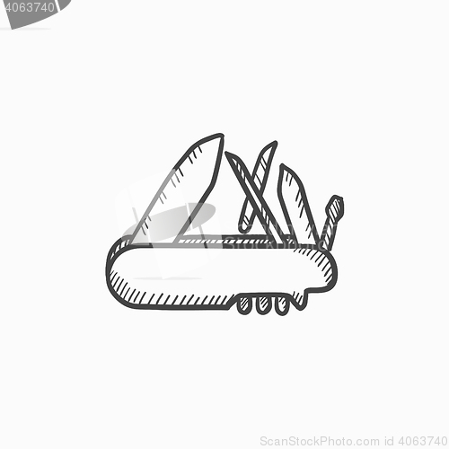 Image of Multipurpose knife sketch icon.