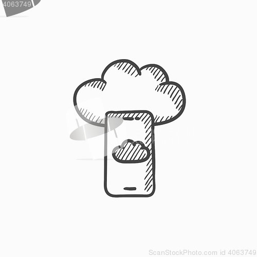 Image of Cloud computing sketch icon.