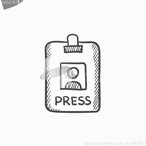 Image of Press pass ID card sketch icon.