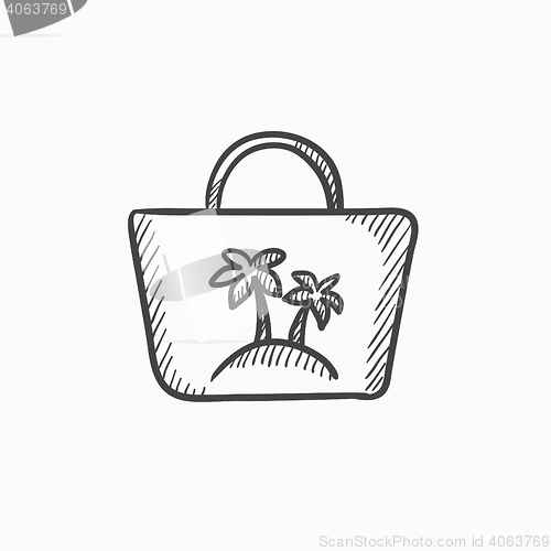 Image of Beach bag sketch icon.