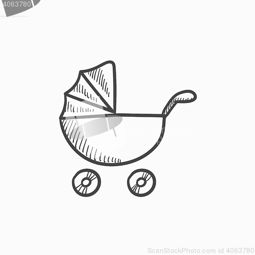 Image of Baby stroller sketch icon.