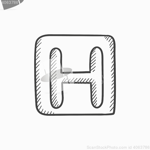 Image of Hospital sign sketch icon.