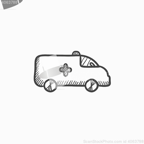 Image of Ambulance car sketch icon.