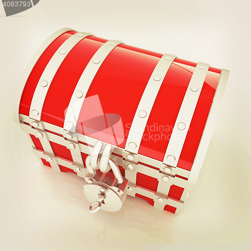 Image of cartoon chest. 3D illustration. Vintage style.