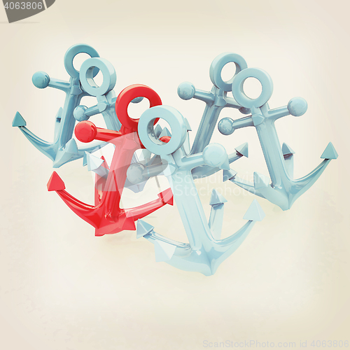 Image of anchors. 3D illustration. Vintage style.