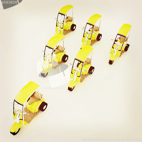 Image of scooters. 3D illustration. Vintage style.