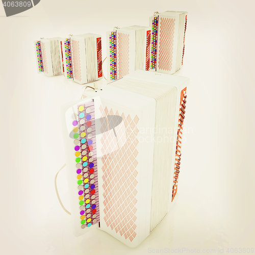 Image of Musical instruments - bayans. 3D illustration. Vintage style.. 3