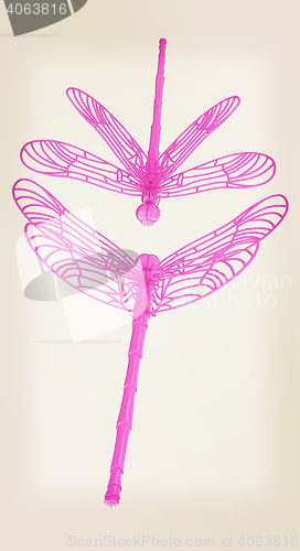 Image of Dragonfly. 3D illustration. Vintage style.