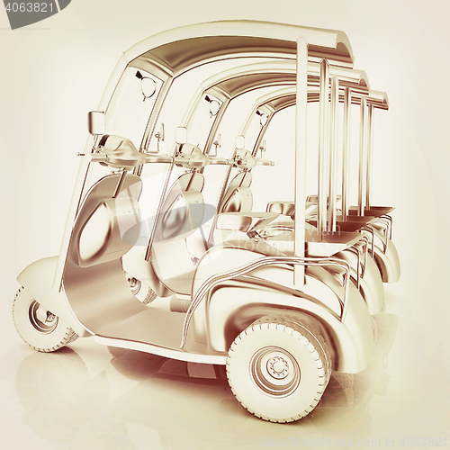 Image of scooters. 3D illustration. Vintage style.