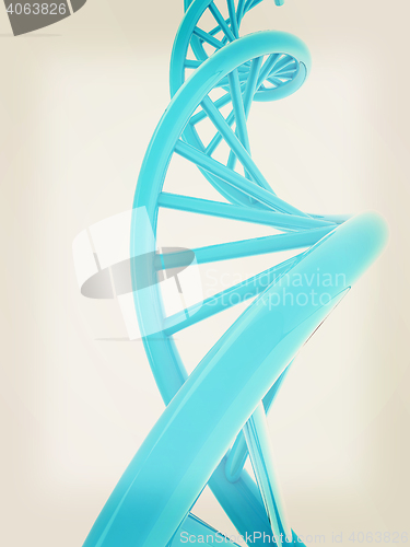 Image of DNA structure model on white. 3D illustration. Vintage style.