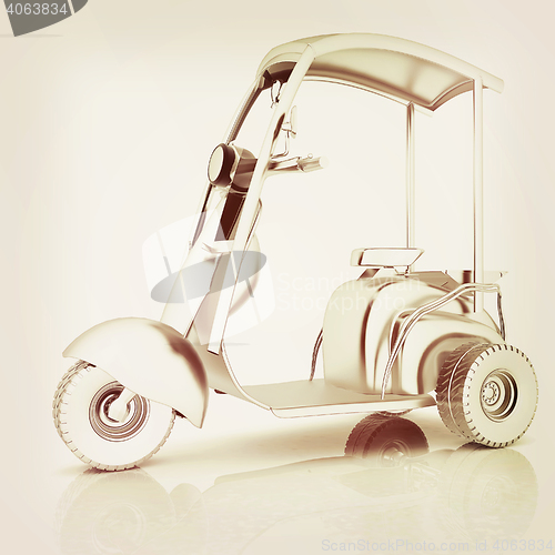 Image of scooter. 3D illustration. Vintage style.