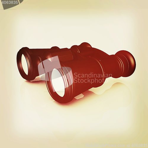 Image of binoculars. 3D illustration. Vintage style.