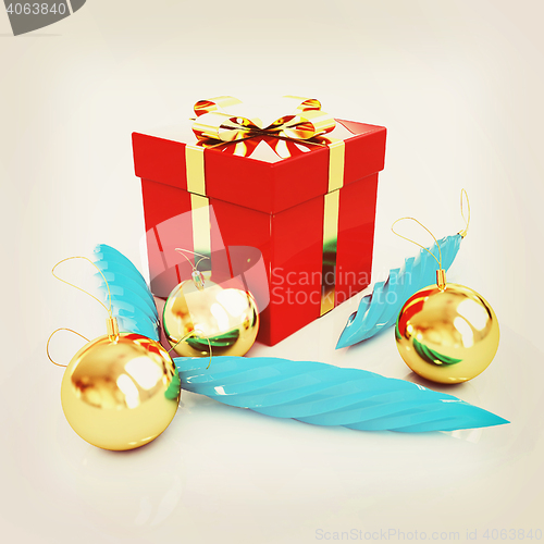 Image of Beautiful Christmas gifts. 3D illustration. Vintage style.