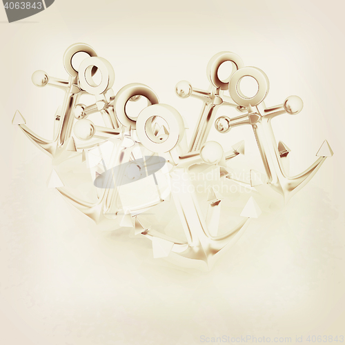 Image of anchors. 3D illustration. Vintage style.