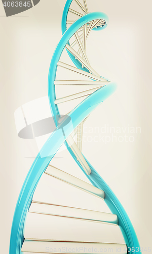 Image of DNA structure model on white. 3D illustration. Vintage style.