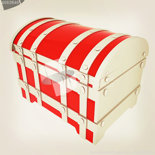 Image of cartoon chest. 3D illustration. Vintage style.