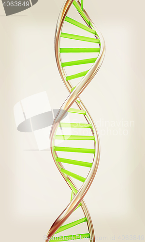 Image of DNA structure model on white. 3D illustration. Vintage style.