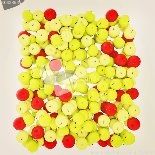 Image of apples isolated on white. 3D illustration. Vintage style.
