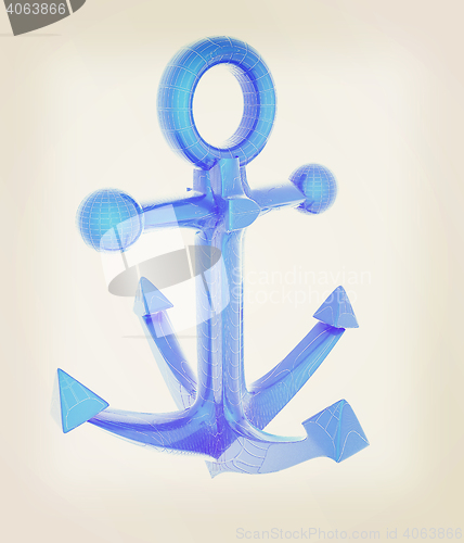 Image of anchor. 3D illustration. Vintage style.