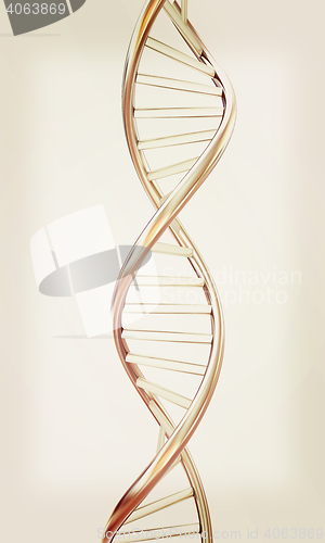 Image of DNA structure model on white. 3D illustration. Vintage style.