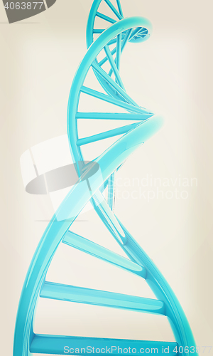 Image of DNA structure model on white. 3D illustration. Vintage style.