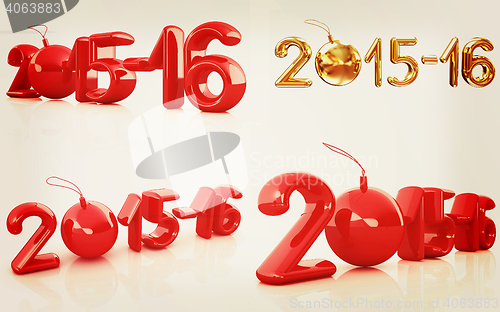 Image of Happy new 2016 year set. 3D illustration. Vintage style.