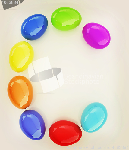 Image of Alphabet from colorful eggs. Letter \"C\". 3D illustration. Vintag