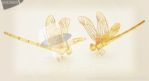 Image of Dragonfly. 3D illustration. Vintage style.