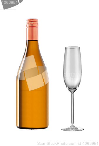 Image of glass of champagne and bottle