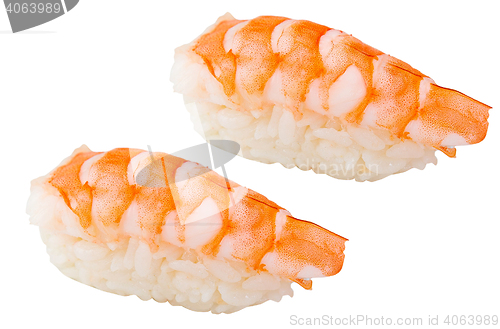 Image of Sushi shrimp isolated on white