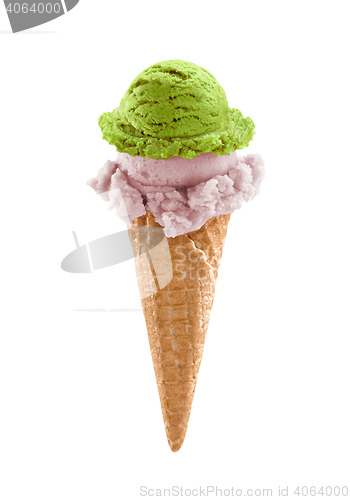 Image of Mixed ice cream scoops with cone