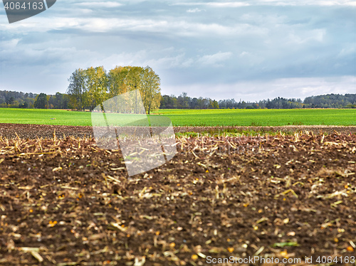 Image of landscape with fields and clouds