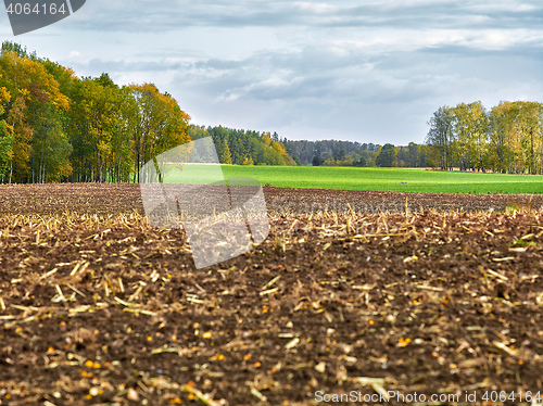 Image of landscape with fields and clouds