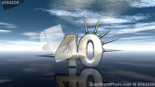 Image of number forty with prickles under cloudy sky - 3d illustration